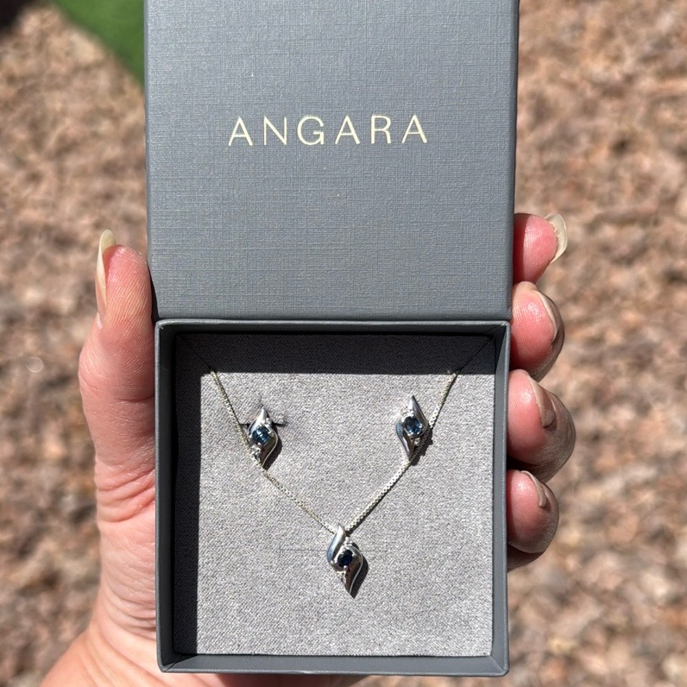 Elegant Silver and Blue Necklace and Earrings